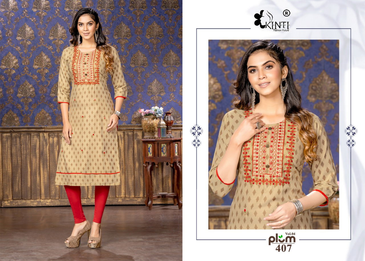 Kinti Plum 4 Casual Wear Rayon Wholesale Kurti Collection 